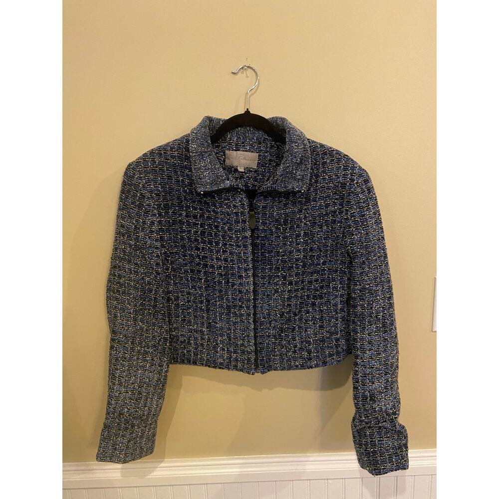 Earl Rutenberg Vintage Blue and Black‎ Chenille Blazer EUC